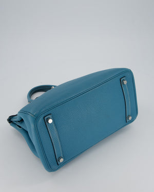 Hermès Birkin 30 Retourne Bag in Bleu Jean Togo Leather with Palladium Hardware