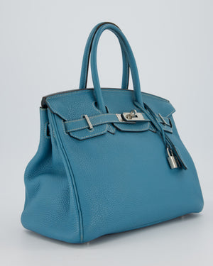 Hermès Birkin 30 Retourne Bag in Bleu Jean Togo Leather with Palladium Hardware