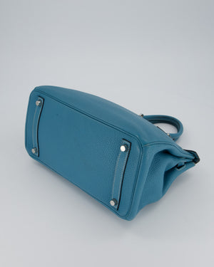 Hermès Birkin 30 Retourne Bag in Bleu Jean Togo Leather with Palladium Hardware