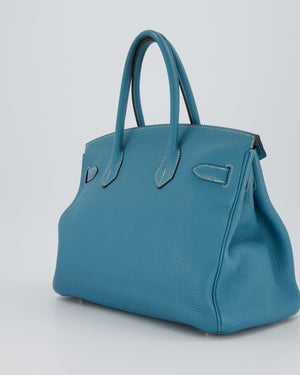 Hermès Birkin 30 Retourne Bag in Bleu Jean Togo Leather with Palladium Hardware