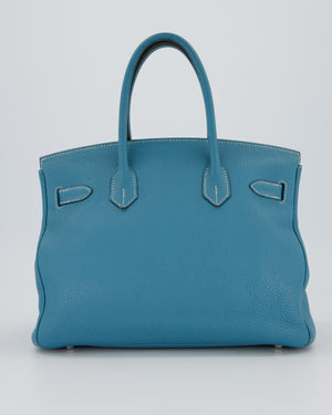 Hermès Birkin 30 Retourne Bag in Bleu Jean Togo Leather with Palladium Hardware