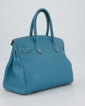 Hermès Birkin 30 Retourne Bag in Bleu Jean Togo Leather with Palladium Hardware