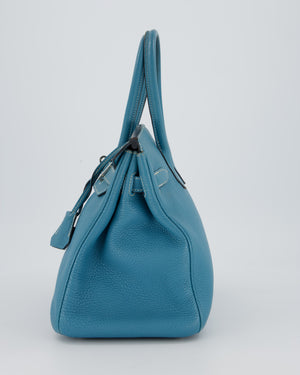Hermès Birkin 30 Retourne Bag in Bleu Jean Togo Leather with Palladium Hardware
