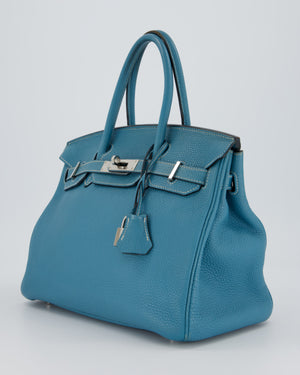 Hermès Birkin 30 Retourne Bag in Bleu Jean Togo Leather with Palladium Hardware
