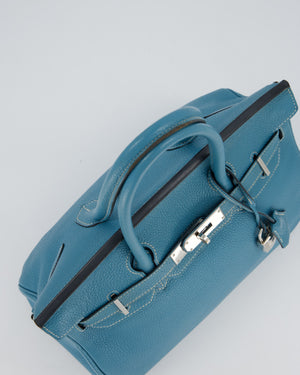 Hermès Birkin 30 Retourne Bag in Bleu Jean Togo Leather with Palladium Hardware