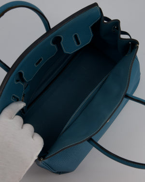 Hermès Birkin 30 Retourne Bag in Bleu Jean Togo Leather with Palladium Hardware