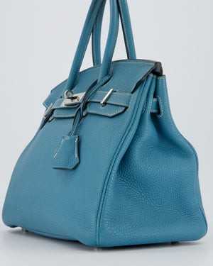 Hermès Birkin 30 Retourne Bag in Bleu Jean Togo Leather with Palladium Hardware