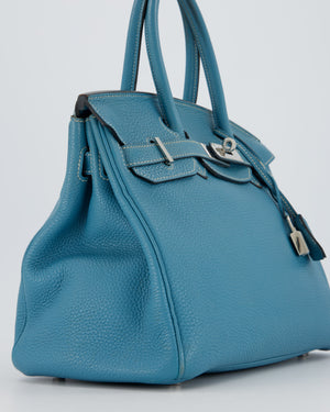 Hermès Birkin 30 Retourne Bag in Bleu Jean Togo Leather with Palladium Hardware