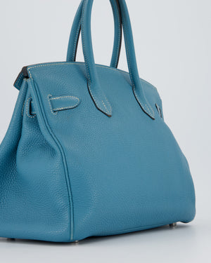 Hermès Birkin 30 Retourne Bag in Bleu Jean Togo Leather with Palladium Hardware