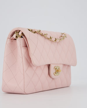 *SUPER HOT* Chanel 22P Pale Pink Classic Small Double Flap Bag in Caviar Leather with Champagne Gold Hardware