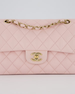 *SUPER HOT* Chanel 22P Pale Pink Classic Small Double Flap Bag in Caviar Leather with Champagne Gold Hardware
