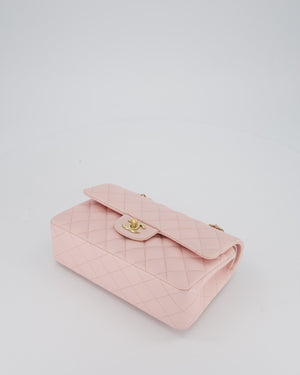 *SUPER HOT* Chanel 22P Pale Pink Classic Small Double Flap Bag in Caviar Leather with Champagne Gold Hardware