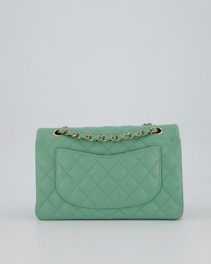 *SUPER HOT* Chanel 21P Mint Green Classic Small Double Flap Bag in Caviar Leather with Champagne Gold Hardware