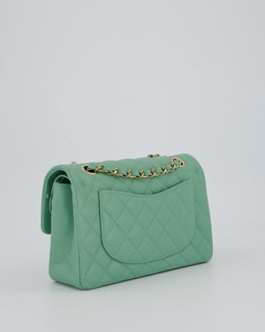 *SUPER HOT* Chanel 21P Mint Green Classic Small Double Flap Bag in Caviar Leather with Champagne Gold Hardware