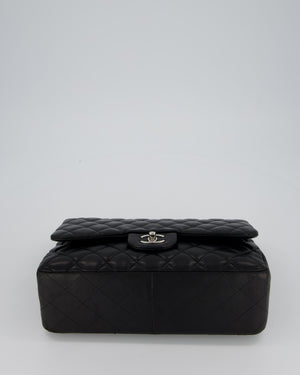 Chanel Black Jumbo Classic Double Flap Bag in Lambskin Leather with Silver Hardware