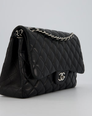 Chanel Black Jumbo Classic Double Flap Bag in Lambskin Leather with Silver Hardware