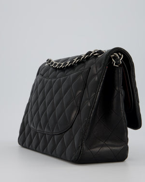 Chanel Black Jumbo Classic Double Flap Bag in Lambskin Leather with Silver Hardware
