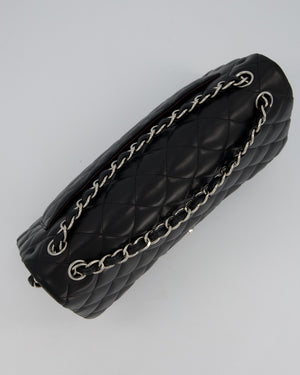 Chanel Black Jumbo Classic Double Flap Bag in Lambskin Leather with Silver Hardware
