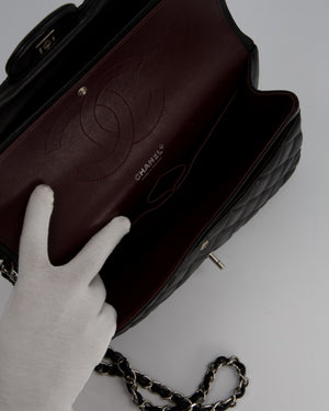 Chanel Black Jumbo Classic Double Flap Bag in Lambskin Leather with Silver Hardware