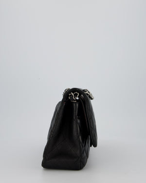 Chanel Black Jumbo Classic Double Flap Bag in Lambskin Leather with Silver Hardware