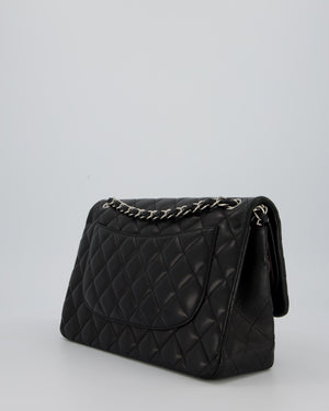 Chanel Black Jumbo Classic Double Flap Bag in Lambskin Leather with Silver Hardware