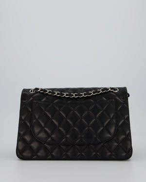 Chanel Black Jumbo Classic Double Flap Bag in Lambskin Leather with Silver Hardware