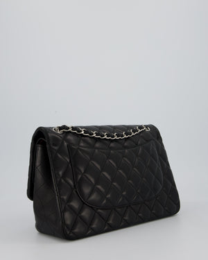 Chanel Black Jumbo Classic Double Flap Bag in Lambskin Leather with Silver Hardware