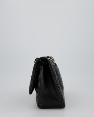 Chanel Black Jumbo Classic Double Flap Bag in Lambskin Leather with Silver Hardware