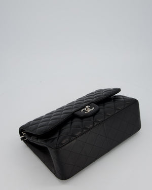 Chanel Black Jumbo Classic Double Flap Bag in Lambskin Leather with Silver Hardware