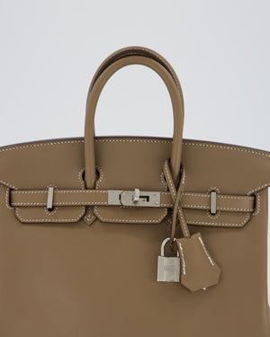 Hermès Birkin 25 Retourne Bag in Etoupe Swift Leather with Palladium Hardware