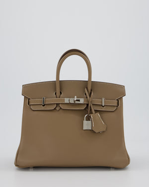 Hermès Birkin 25 Retourne Bag in Etoupe Swift Leather with Palladium Hardware