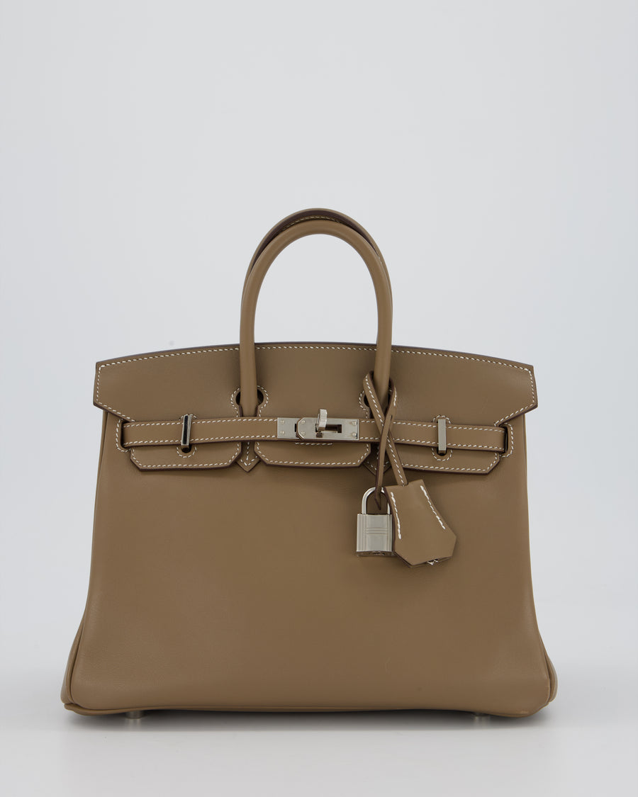 Hermès Birkin 25 Retourne Bag in Etoupe Swift Leather with Palladium Hardware