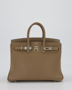 Hermès Birkin 25 Retourne Bag in Etoupe Swift Leather with Palladium Hardware