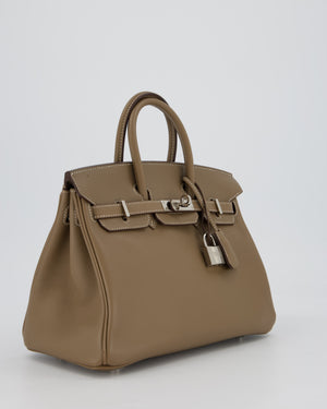 Hermès Birkin 25 Retourne Bag in Etoupe Swift Leather with Palladium Hardware