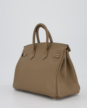 Hermès Birkin 25 Retourne Bag in Etoupe Swift Leather with Palladium Hardware