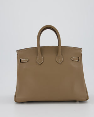 Hermès Birkin 25 Retourne Bag in Etoupe Swift Leather with Palladium Hardware