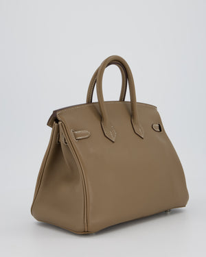 Hermès Birkin 25 Retourne Bag in Etoupe Swift Leather with Palladium Hardware