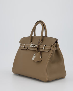 Hermès Birkin 25 Retourne Bag in Etoupe Swift Leather with Palladium Hardware