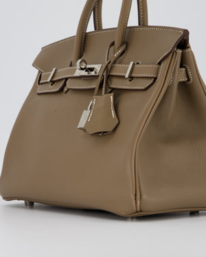 Hermès Birkin 25 Retourne Bag in Etoupe Swift Leather with Palladium Hardware