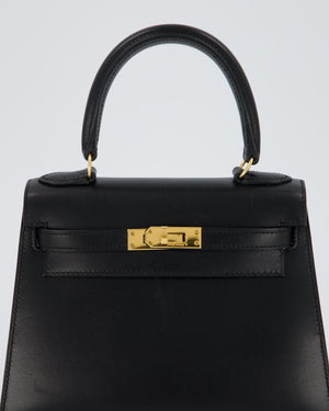 Hermès Vintage Mini Kelly II 20 Bag in Black Box Leather with Gold Hardware