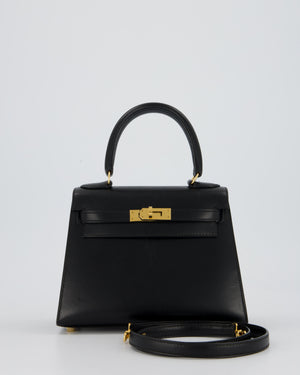 Hermès Vintage Mini Kelly II 20 Bag in Black Box Leather with Gold Hardware