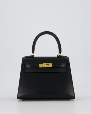 Hermès Vintage Mini Kelly II 20 Bag in Black Box Leather with Gold Hardware