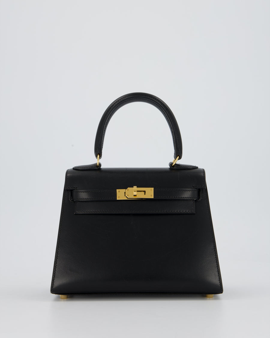 Hermès Vintage Mini Kelly II 20 Bag in Black Box Leather with Gold Hardware