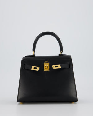 Hermès Vintage Mini Kelly II 20 Bag in Black Box Leather with Gold Hardware