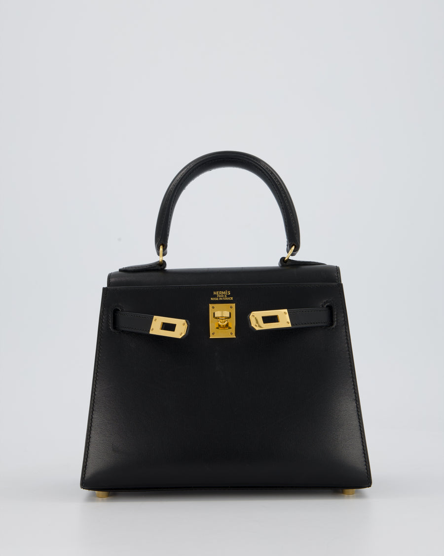 Hermès Vintage Mini Kelly II 20 Bag in Black Box Leather with Gold Hardware