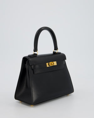 Hermès Vintage Mini Kelly II 20 Bag in Black Box Leather with Gold Hardware