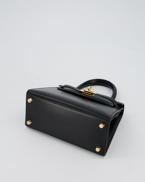 Hermès Vintage Mini Kelly II 20 Bag in Black Box Leather with Gold Hardware