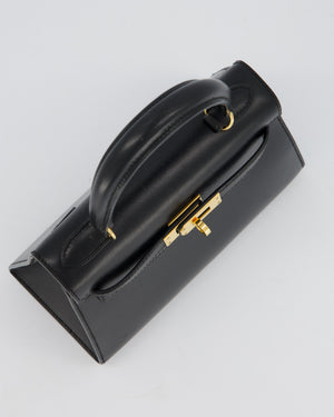 Hermès Vintage Mini Kelly II 20 Bag in Black Box Leather with Gold Hardware