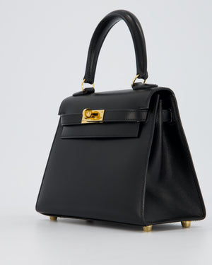 Hermès Vintage Mini Kelly II 20 Bag in Black Box Leather with Gold Hardware