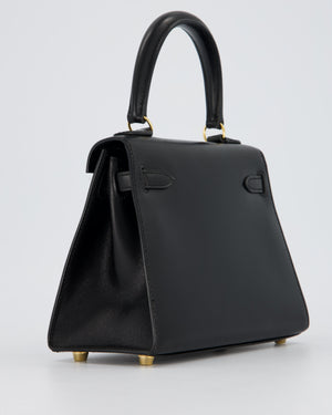 Hermès Vintage Mini Kelly II 20 Bag in Black Box Leather with Gold Hardware